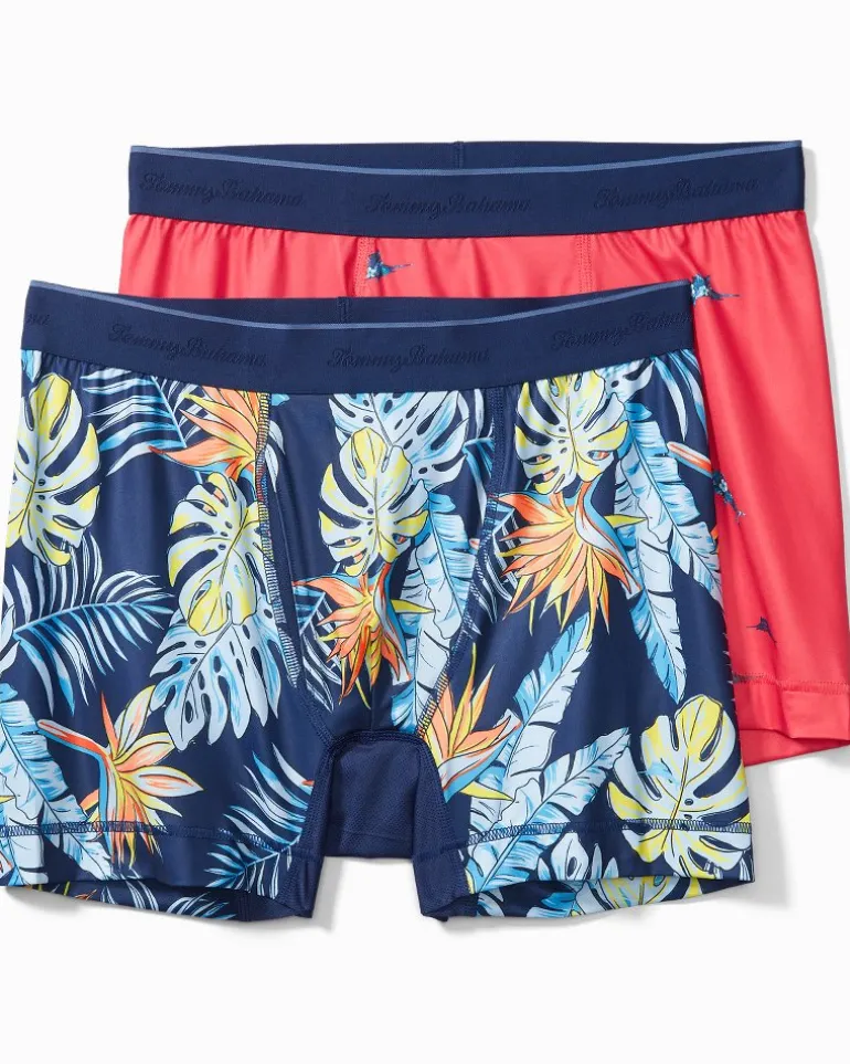 Flash Sale Tommy Bahama Mesh Tech Print Boxer Briefs — 2-Pack Coral Novelty