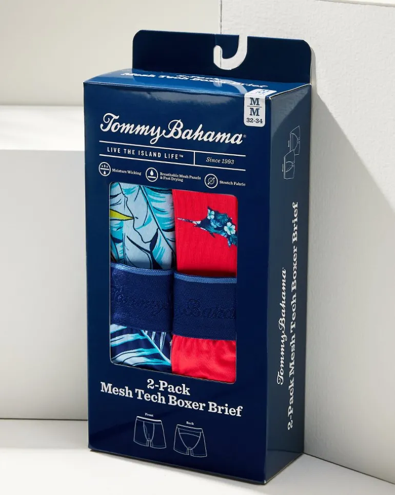 Flash Sale Tommy Bahama Mesh Tech Print Boxer Briefs — 2-Pack Coral Novelty