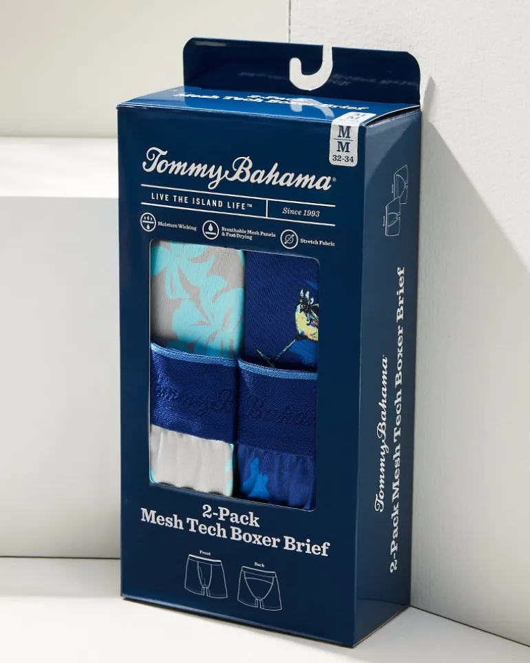 Flash Sale Tommy Bahama Mesh Tech Tropic Print Boxer Briefs — 2-Pack Navy Print