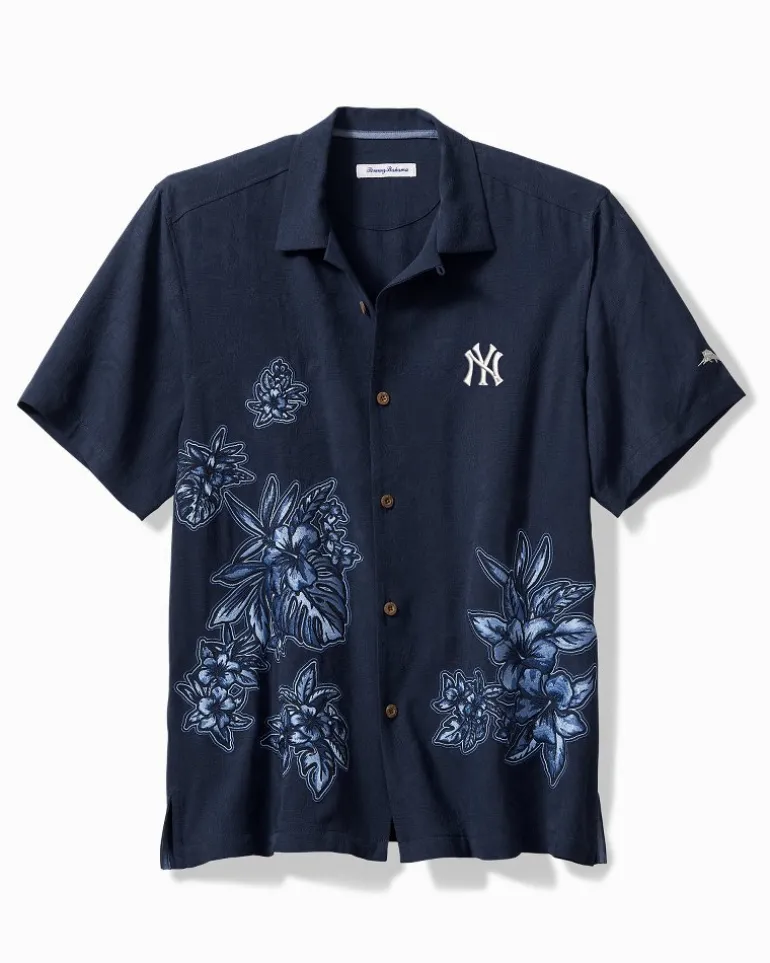 Best Tommy Bahama MLB® Hibiscus Vibrations Silk Camp Shirt new_york_yankees