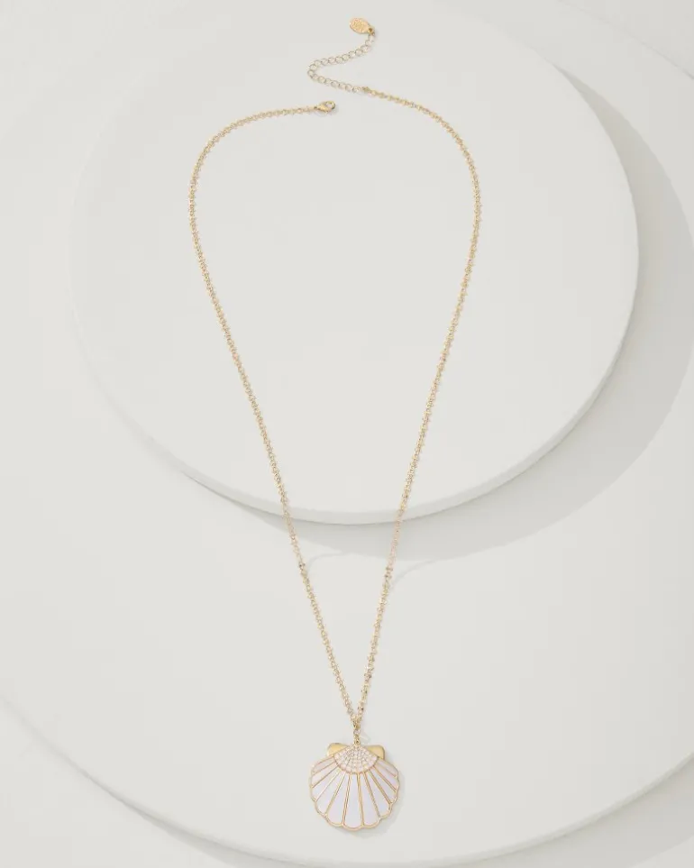 Shop Tommy Bahama Moments in Paradise Mother of Pearl and Shell Pendant Necklace Gold