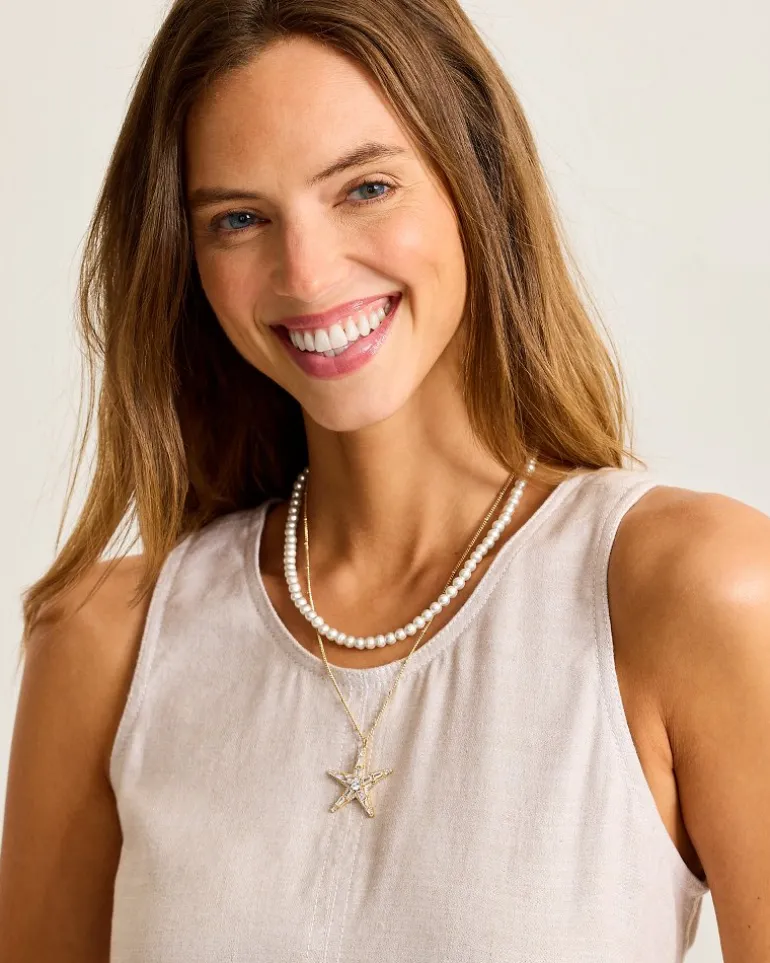 Sale Tommy Bahama Moments in Paradise Star Layered Pearl Necklace Gold