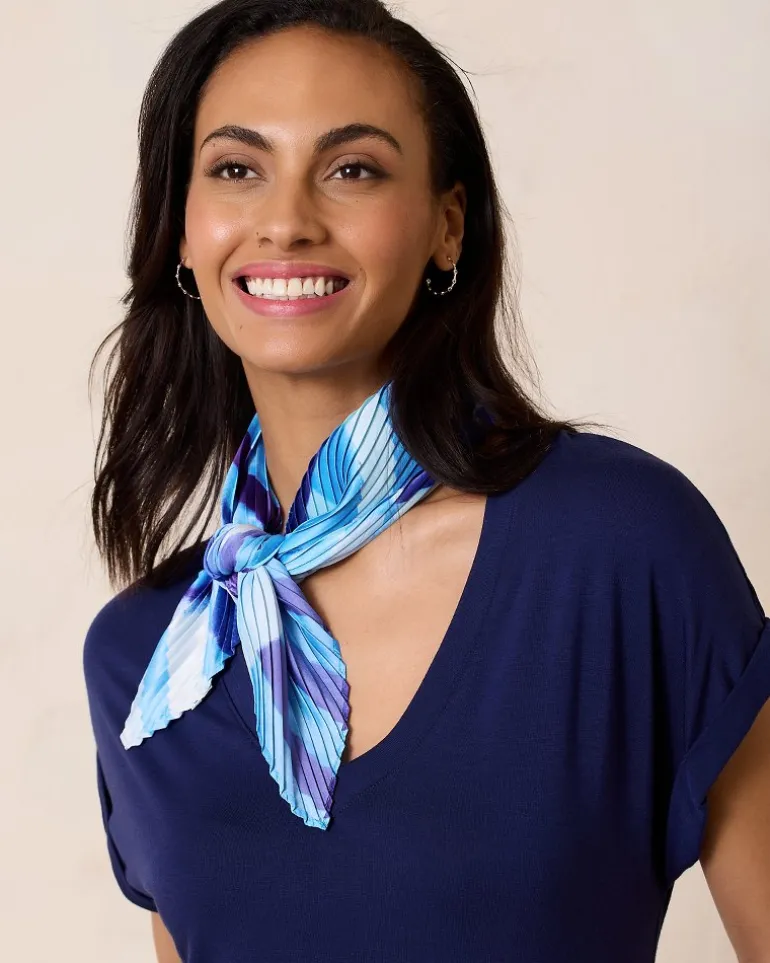 Shop Tommy Bahama Mosaic Stripes Pleated Diamond Scarf Chambray