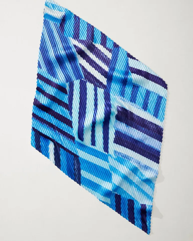 Shop Tommy Bahama Mosaic Stripes Pleated Diamond Scarf Chambray