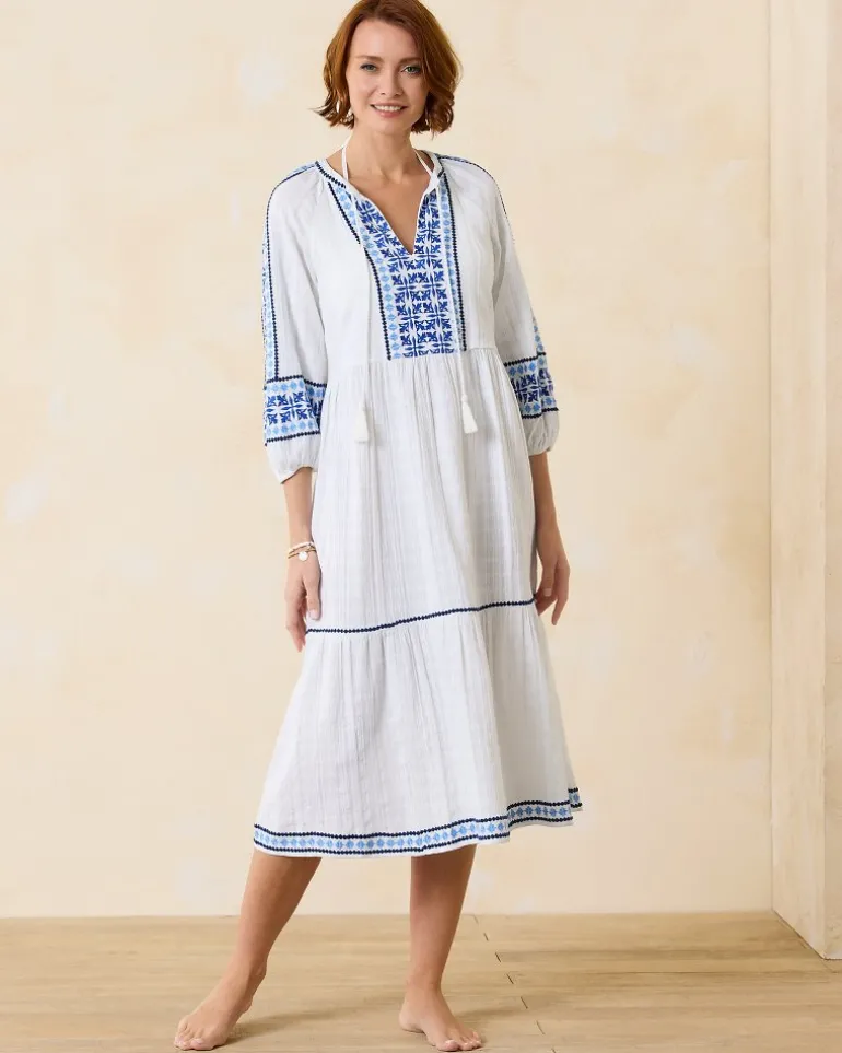 Best Sale Tommy Bahama Mykonos Gauze Midi Coverup Dress White