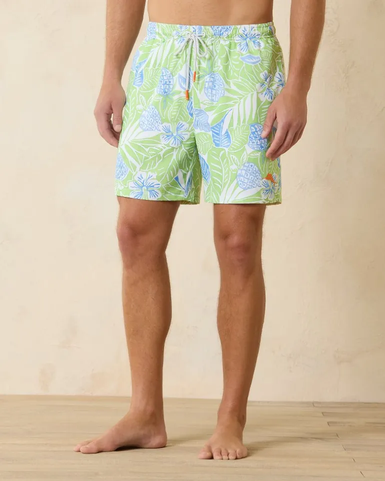 New Tommy Bahama Naples Pineapple Hideaway 6-Inch Swim Trunks Tequila