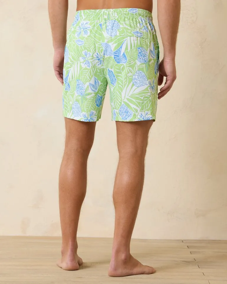 New Tommy Bahama Naples Pineapple Hideaway 6-Inch Swim Trunks Tequila