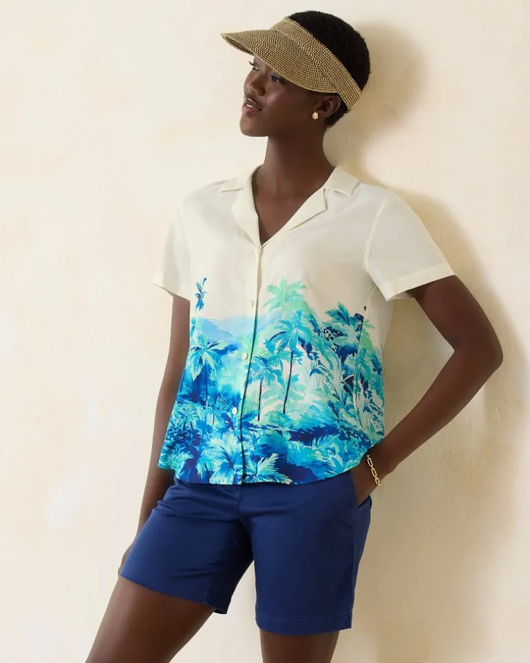 Discount Tommy Bahama Oceanside Views Talulla Silk Camp Shirt Coconut