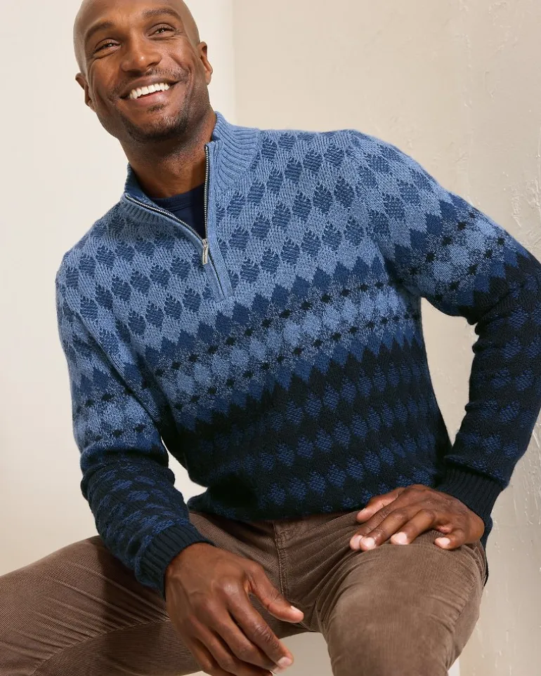 Outlet Tommy Bahama Ombré Argyle Half-Zip Sweater Navy
