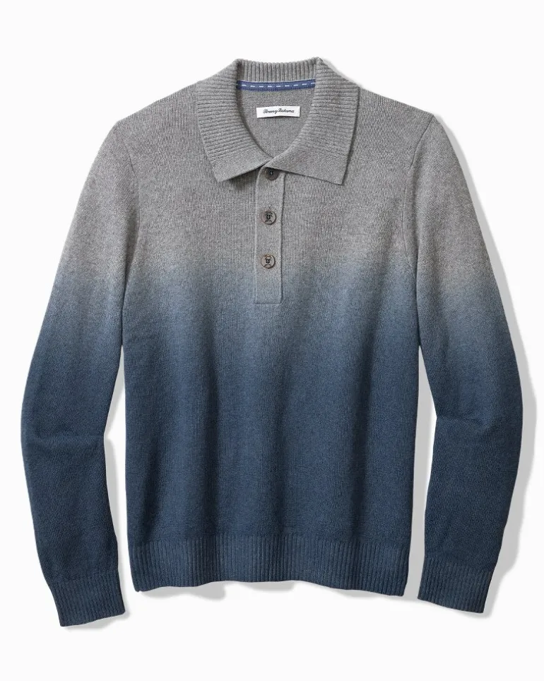 Store Tommy Bahama Ombré Dip-Dye Sweater Polo Dress Blues