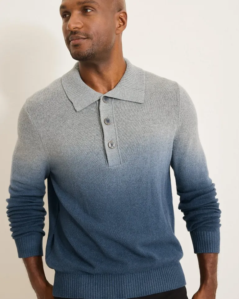 Store Tommy Bahama Ombré Dip-Dye Sweater Polo Dress Blues