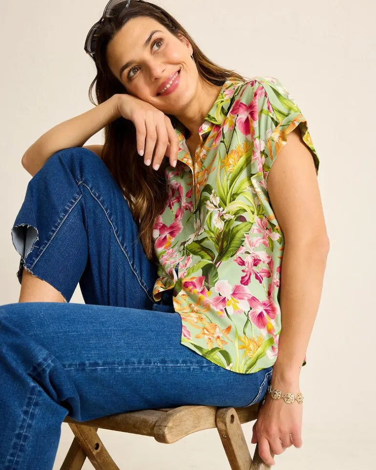 Fashion Tommy Bahama Orchid Bay Silk Camp Shirt Polished Pine