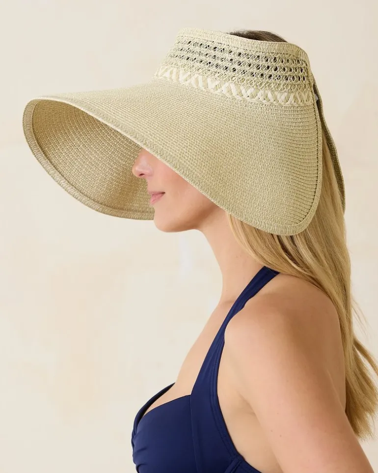 New Tommy Bahama Packable Everyday Full Coverage Visor Mixed Natural