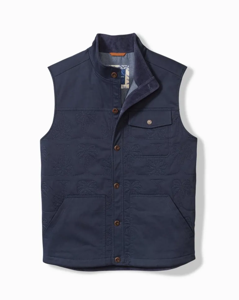 Clearance Tommy Bahama Palisades Palm Quilted Vest Maritime