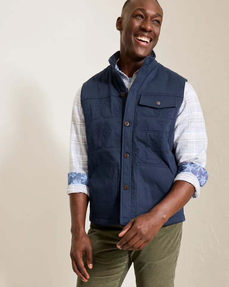 Clearance Tommy Bahama Palisades Palm Quilted Vest Maritime