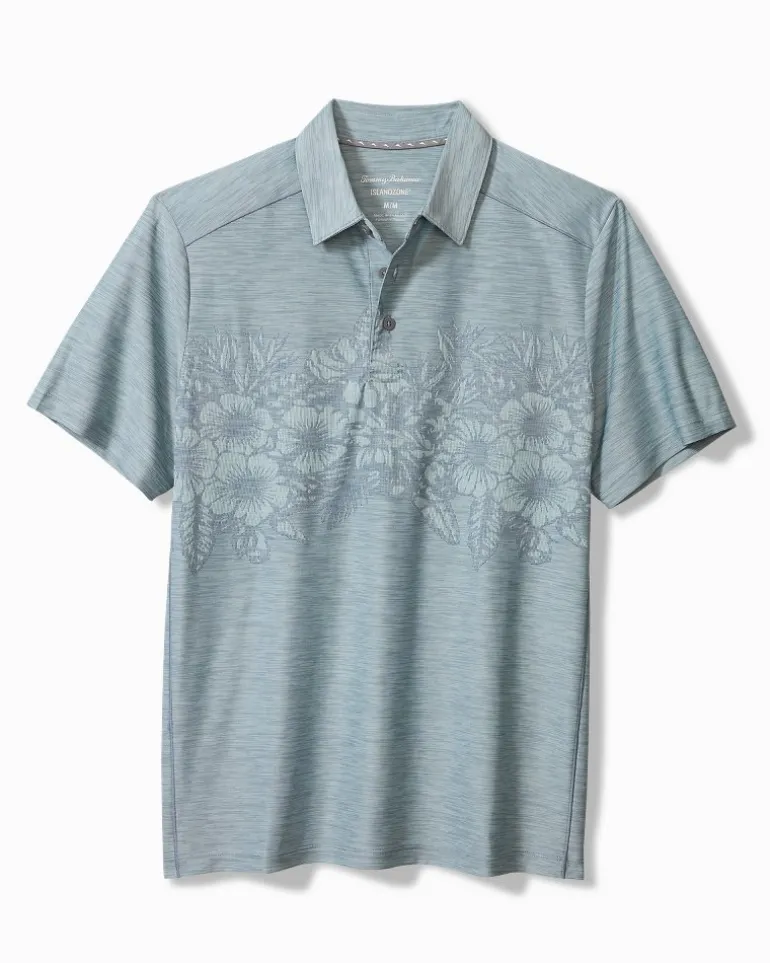 New Tommy Bahama Palm Coast Hibiscus Border IslandZone® Polo Sterling Blue