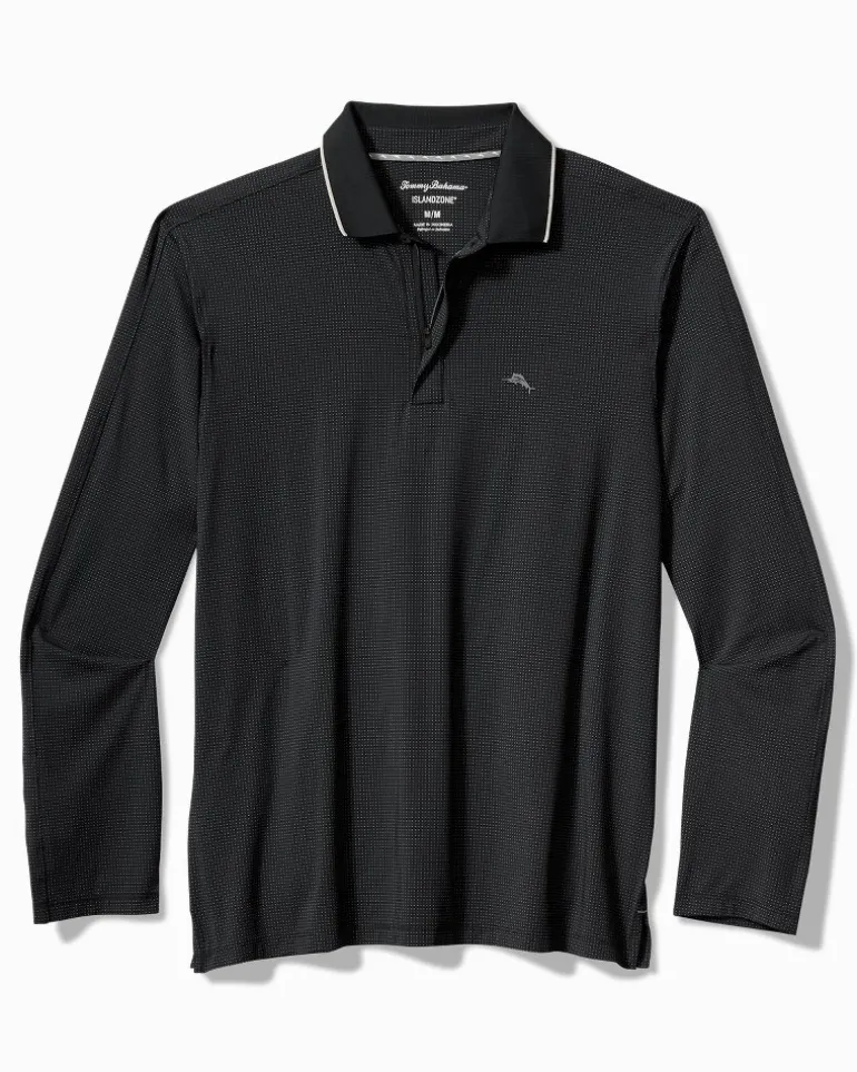 Shop Tommy Bahama Palm Desert Fairway IslandZone® Long-Sleeve Polo Jet Black