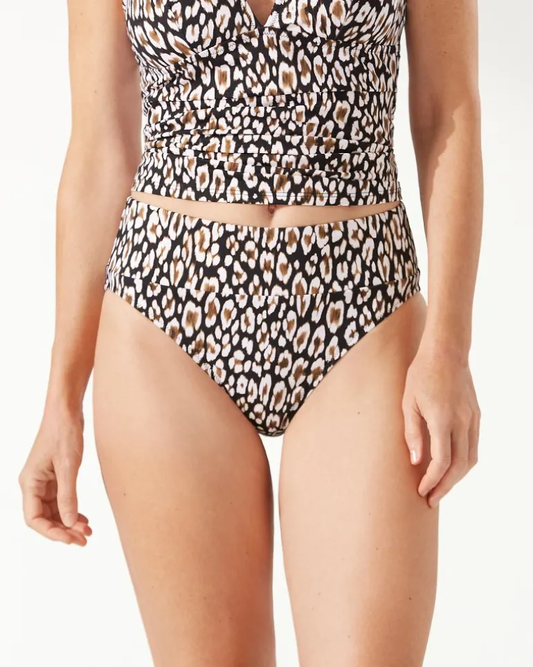 Best Sale Tommy Bahama Palm Modern® Safari Cat High-Waist Bikini Bottoms Black