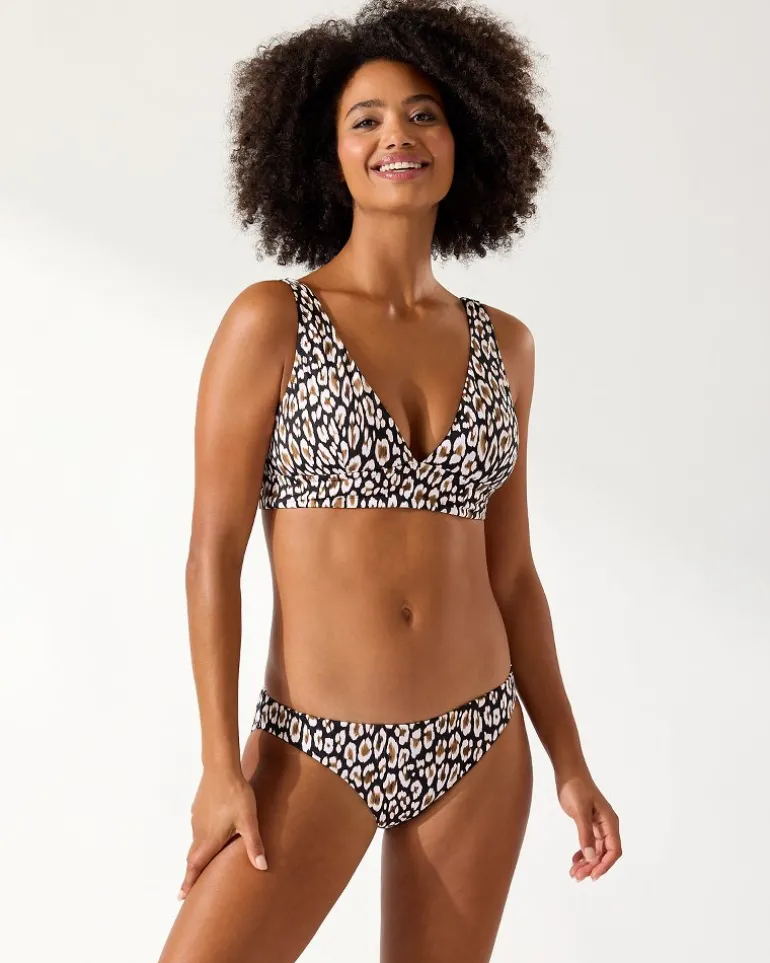 Fashion Tommy Bahama Palm Modern® Safari Cat V-Neck Bikini Top Black