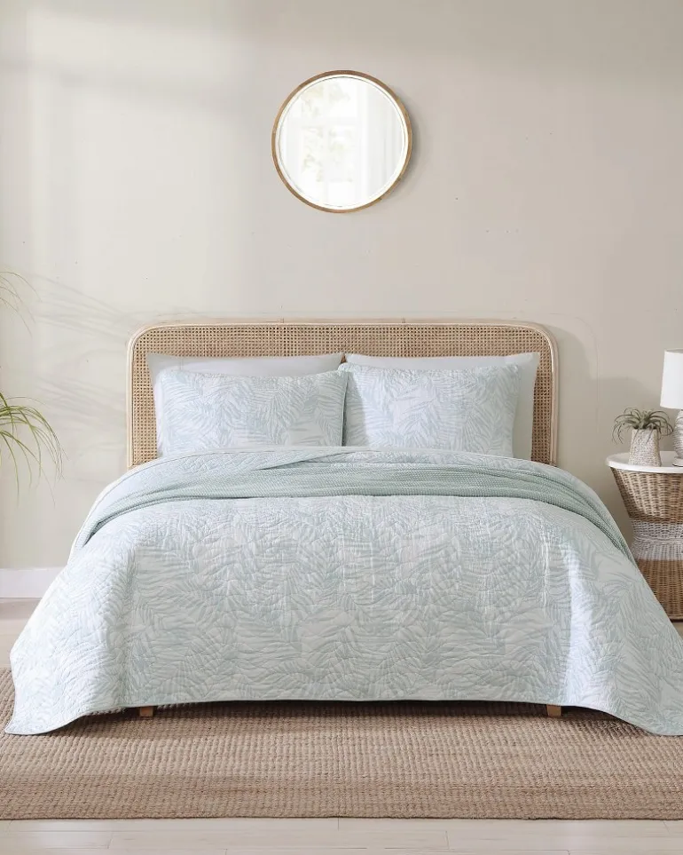 New Tommy Bahama Palmday 2-Piece Twin Quilt Set Blue