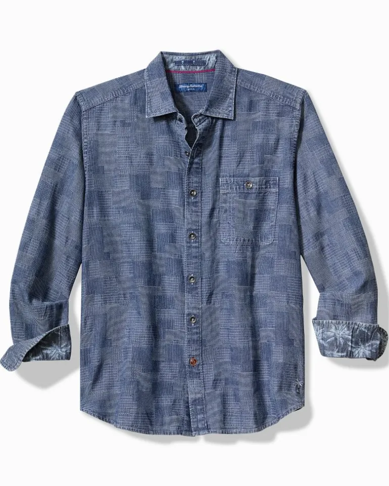 Outlet Tommy Bahama Paradise Patchwork Long-Sleeve Shirt Blue Jean