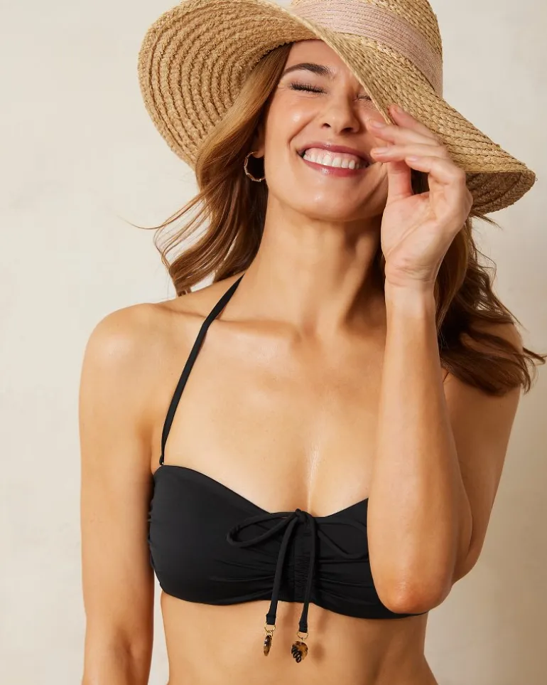 Discount Tommy Bahama Pearl Bandeau Bikini Top Black