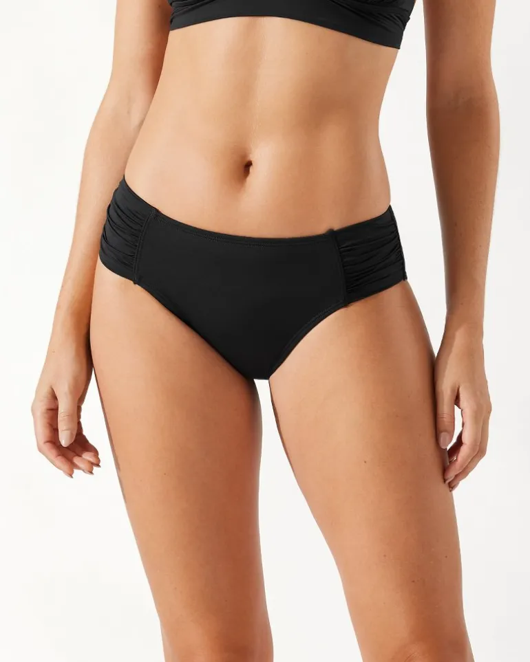 Sale Tommy Bahama Pearl High-Waist Side-Shirred Bikini Bottoms Black