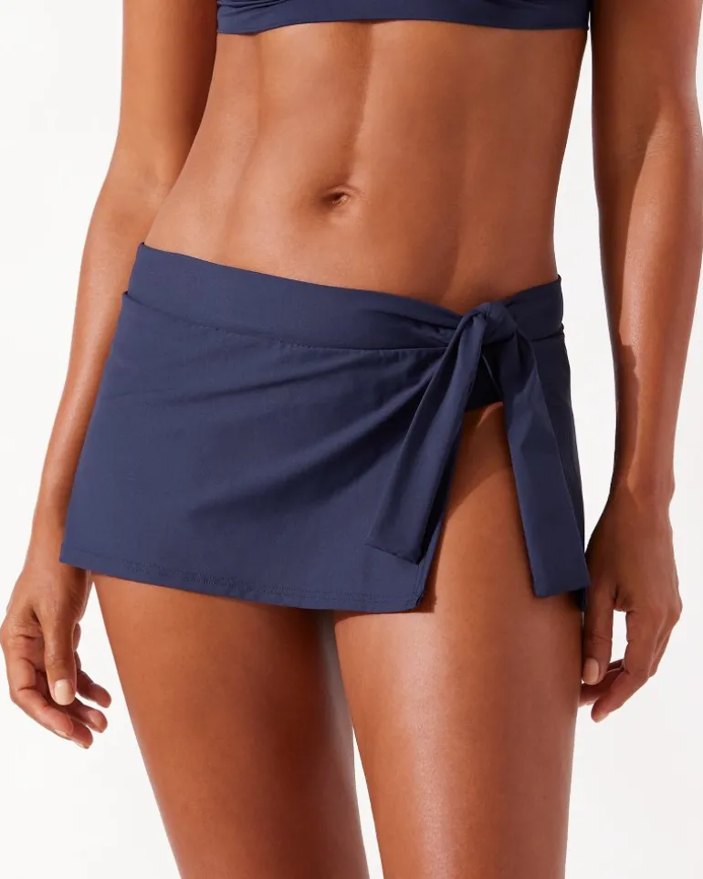 New Tommy Bahama Pearl Skirted Side-Tie Skirted Bikini Bottoms Mare Navy