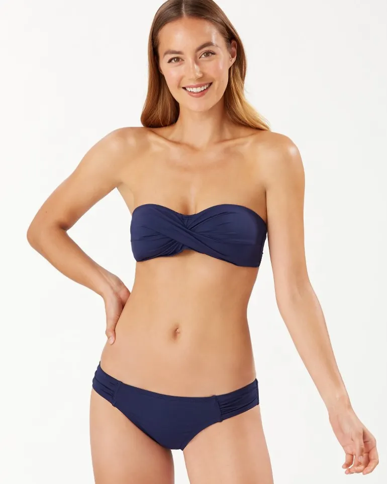 Cheap Tommy Bahama Pearl Twist-Front Bandeau Bikini Top Mare Navy