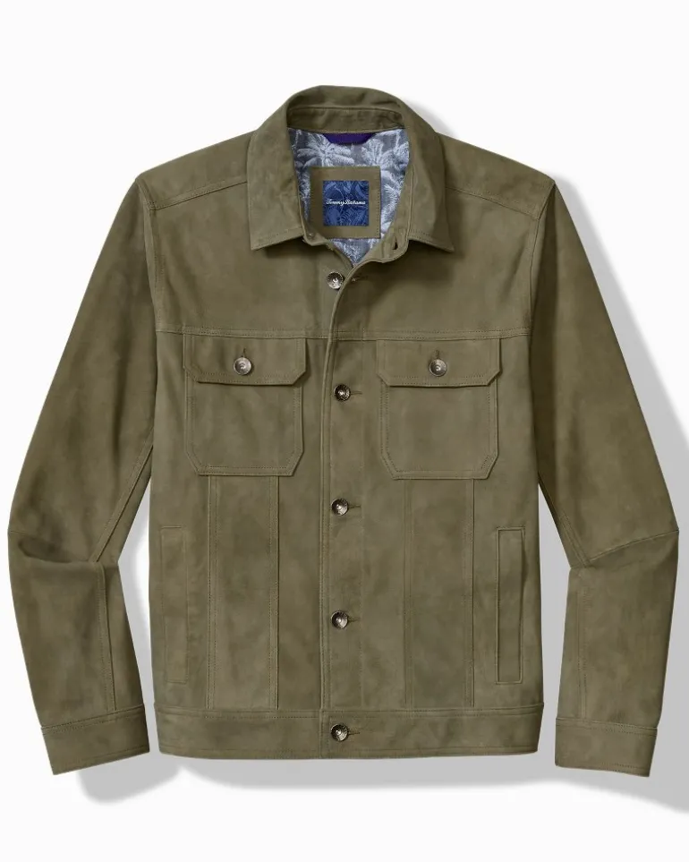 Best Tommy Bahama Pine Lake Suede Trucker Jacket Beetle Green