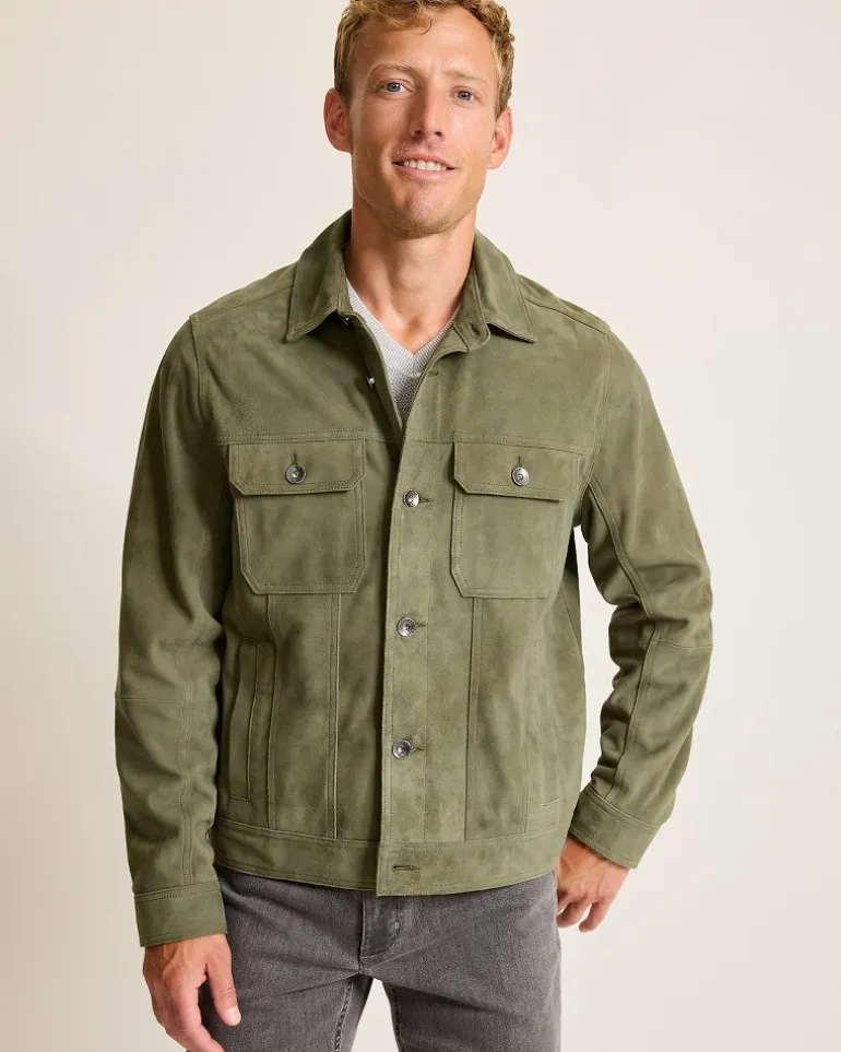Best Tommy Bahama Pine Lake Suede Trucker Jacket Beetle Green