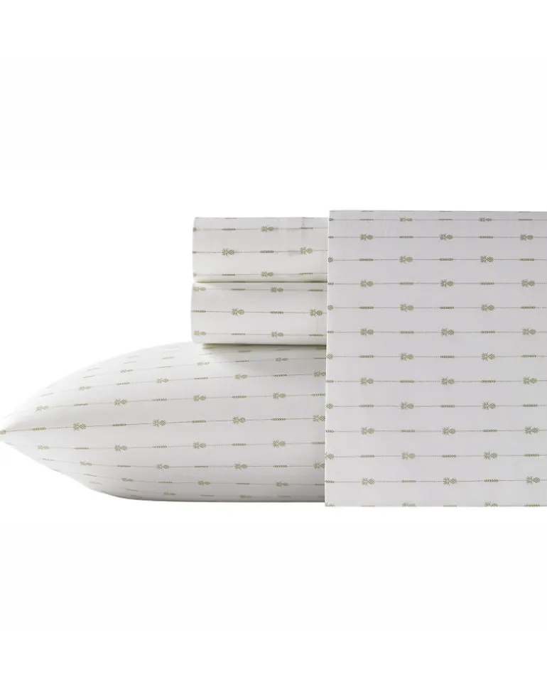 Shop Tommy Bahama Pineapple Pinstripe 4-Piece King Sheet Set Palm Green