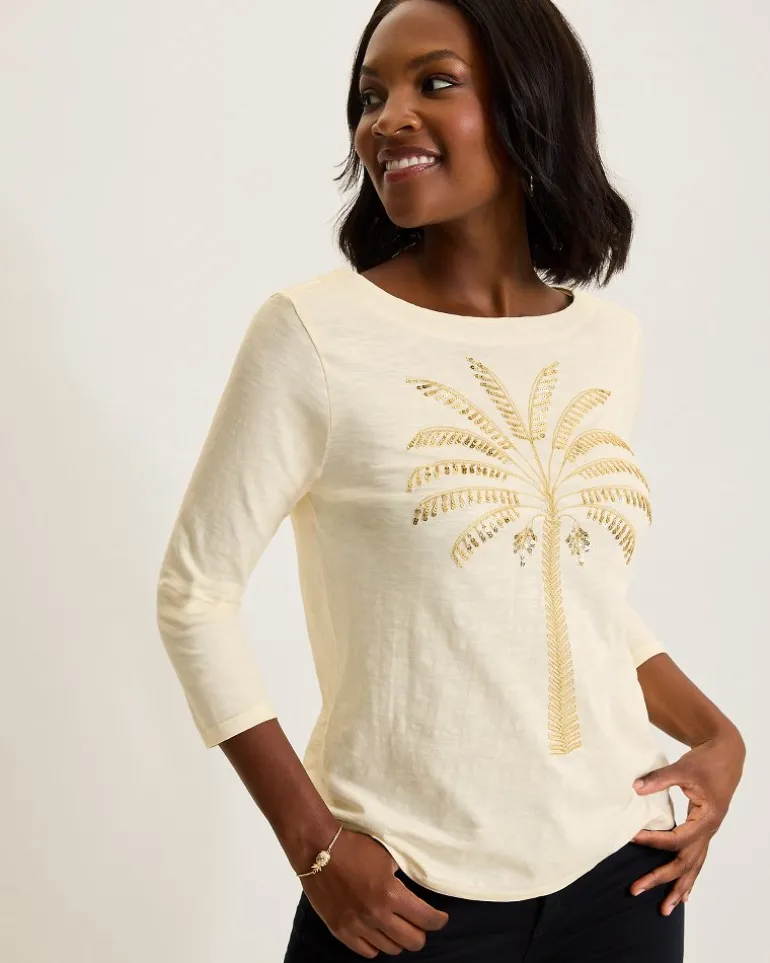 Cheap Tommy Bahama Puerta Del Sol Lux 3/4-Sleeve T-Shirt Coconut