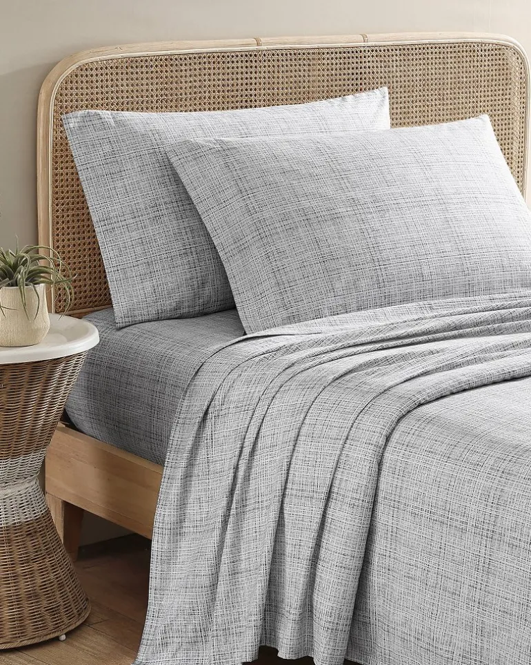 New Tommy Bahama Raffia Linen King Sheet Set Grey