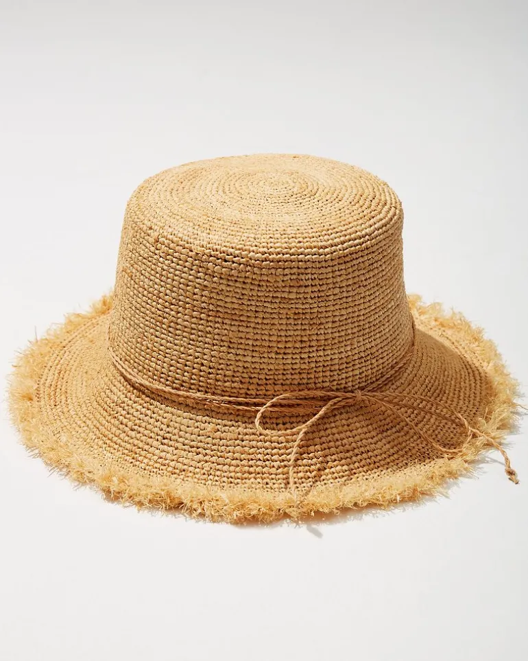 Clearance Tommy Bahama Raffia Packable Bucket Hat Natural