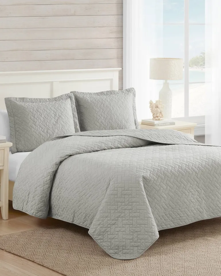Flash Sale Tommy Bahama Raffia Solid 2-Piece Twin Quilt Set Grey