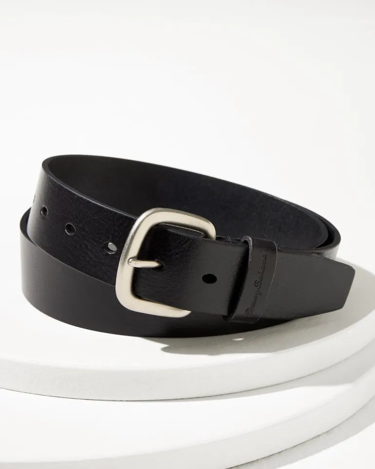 Flash Sale Tommy Bahama Raw Edge Leather Belt Black