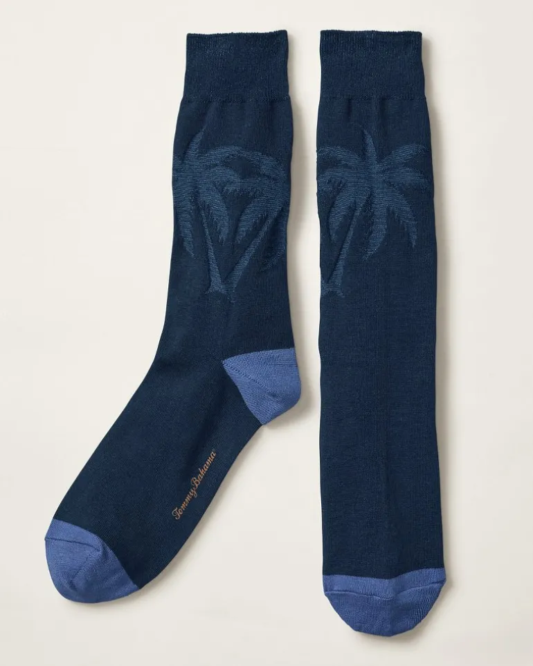 Hot Tommy Bahama Reflection Texture Palm Socks Navy