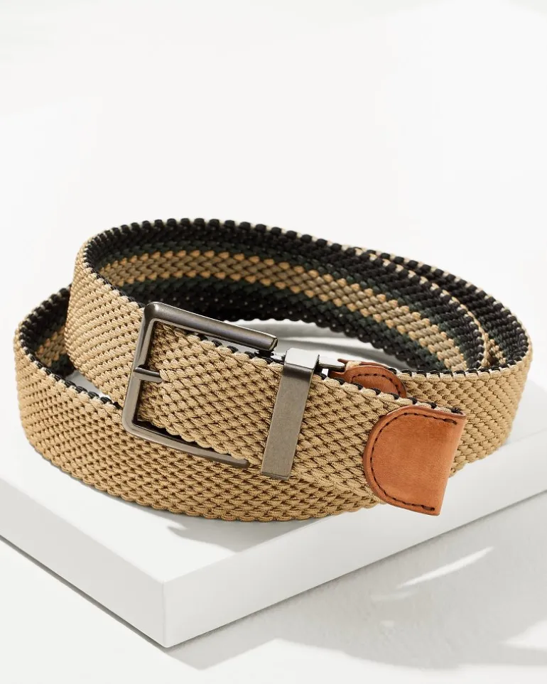 New Tommy Bahama Reversible Stretch Cord Belt Khaki