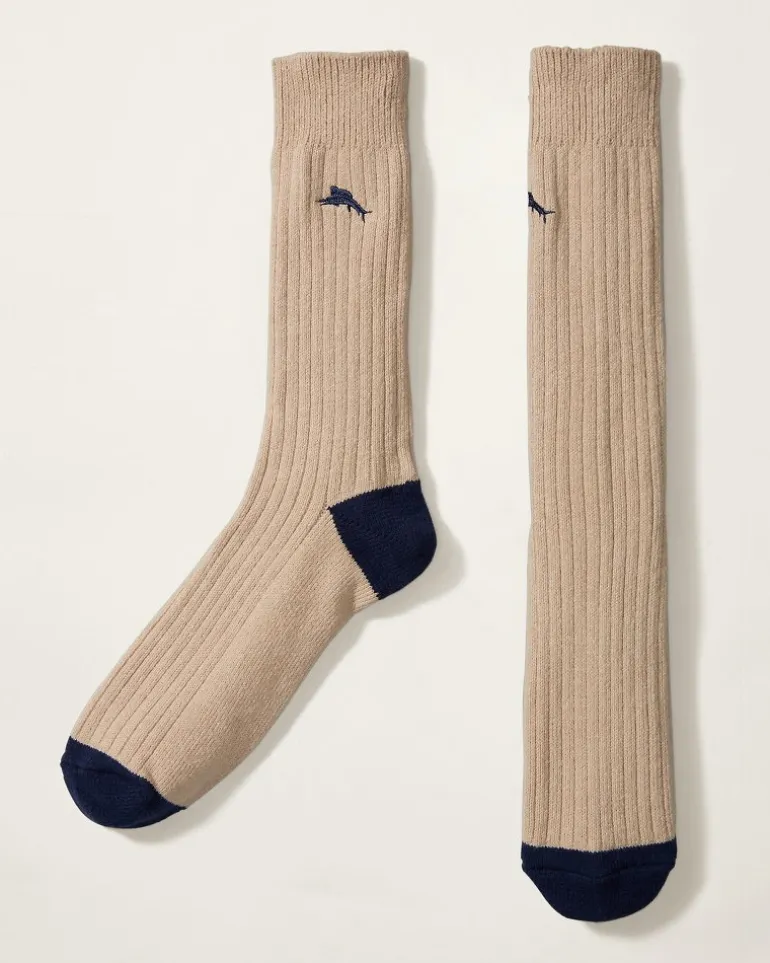 Store Tommy Bahama Ribbed Crew Socks Stone Heather