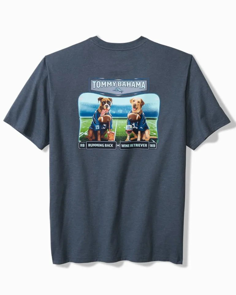 Clearance Tommy Bahama Rumming Back, Wine Retriever Pocket T-Shirt Navy Heather