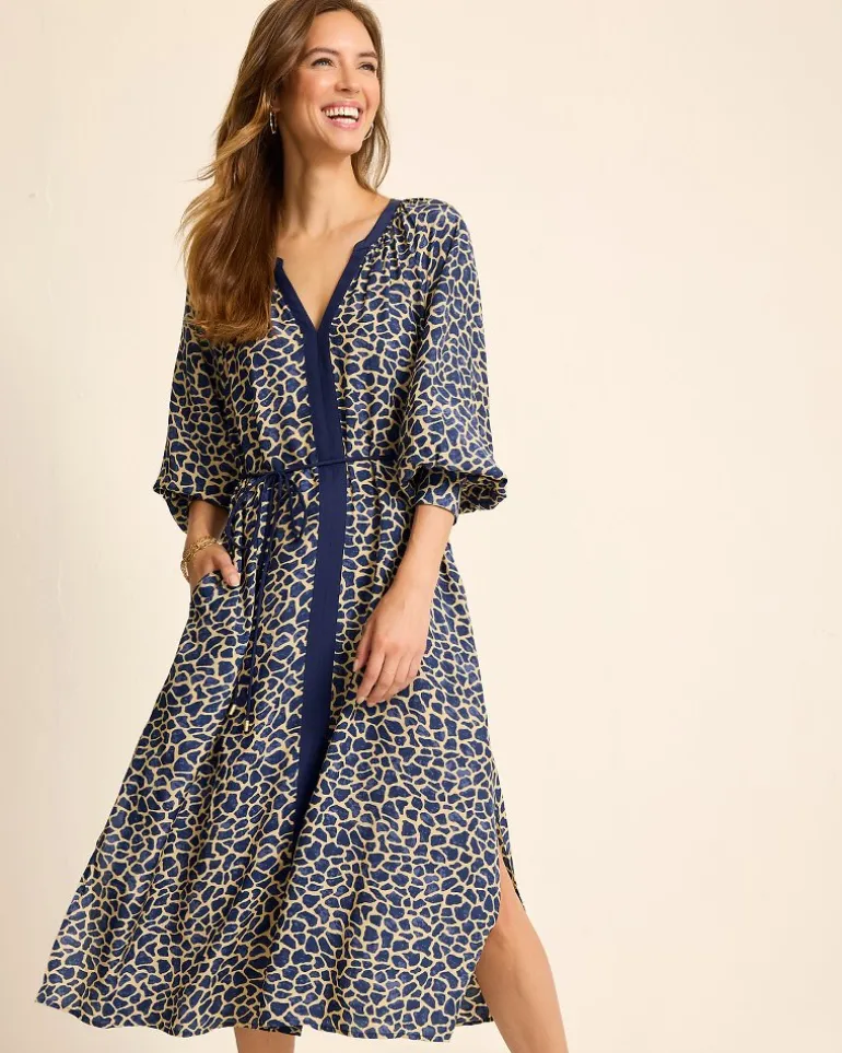 Fashion Tommy Bahama Safari Spots Midi Dress Island Navy