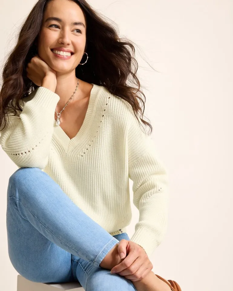 Fashion Tommy Bahama Salt Wash V-Neck Sweater Coconut