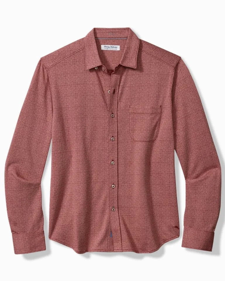 New Tommy Bahama San Lucio Diamond Isles Stretch Knit Shirt Rose Red