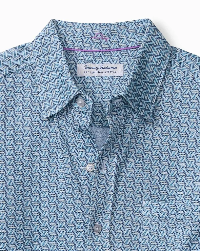Fashion Tommy Bahama San Lucio Plaza Geo Stretch Knit Shirt Island Navy