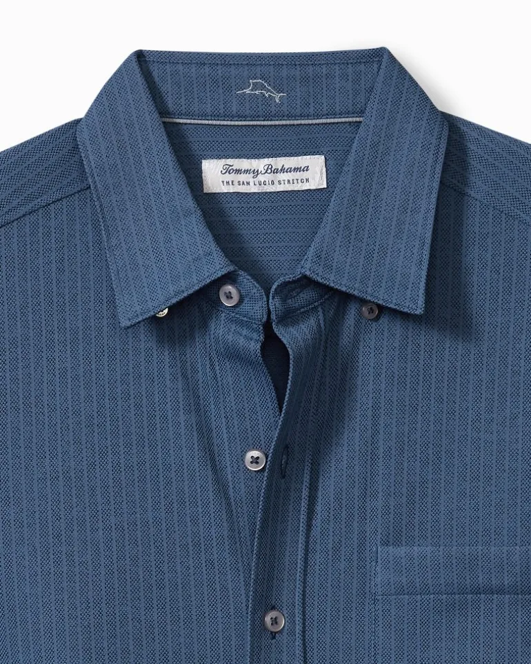 Online Tommy Bahama San Lucio Studio Stripe Stretch Knit Shirt Ocean Deep