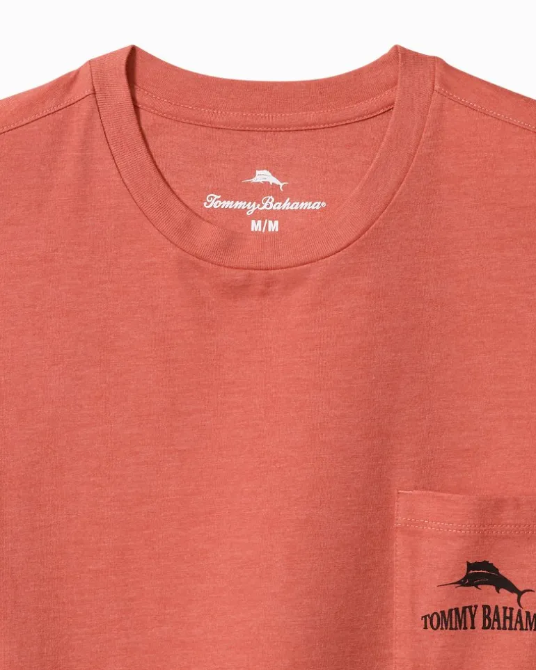 Clearance Tommy Bahama Sandsquatch Pocket T-Shirt Red Ginger Heather