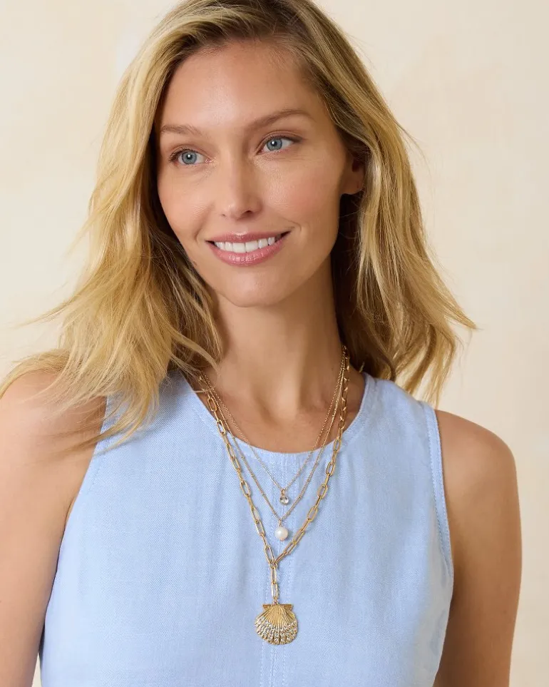 Best Tommy Bahama Sanibel Island Layered Shell Pendant Necklace Gold
