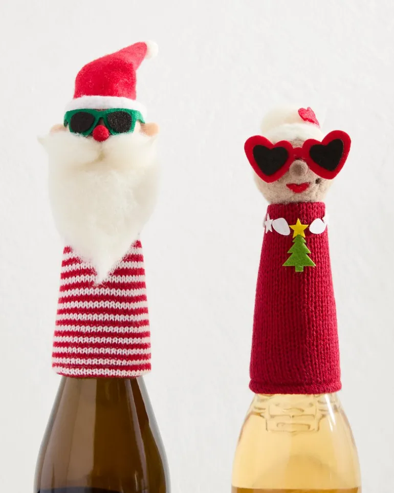 Clearance Tommy Bahama Santa & Mrs. Claus Bottle Topper Set Multicolor