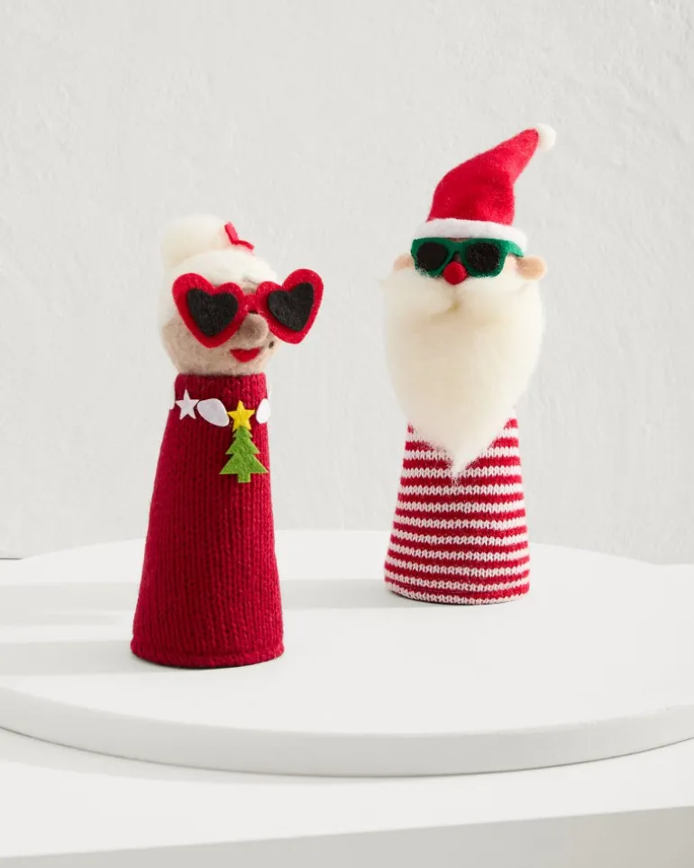 Clearance Tommy Bahama Santa & Mrs. Claus Bottle Topper Set Multicolor